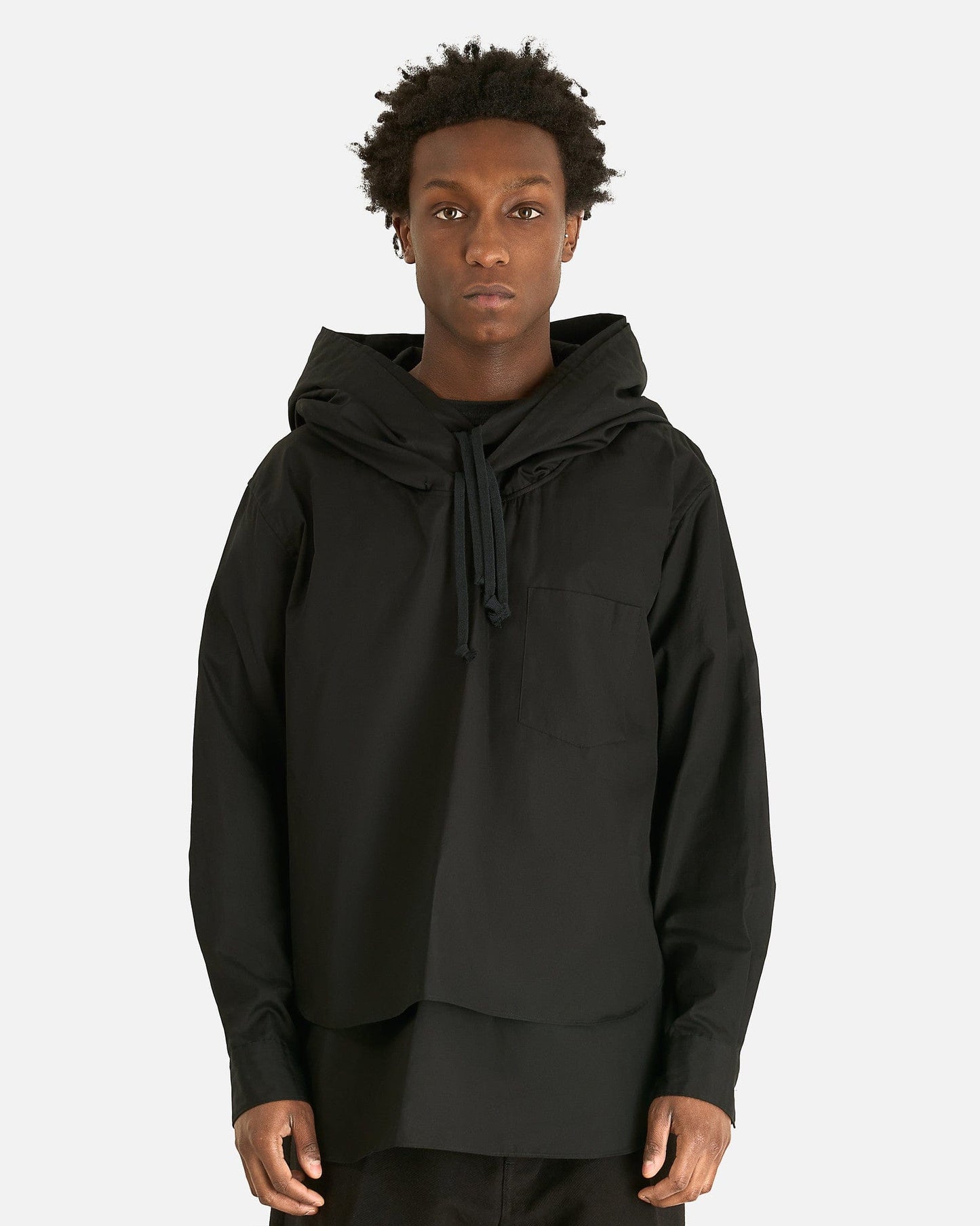 Comme des Garcons HOMME PLUS Men's Shirts Hooded Poplin Shirt in Black
