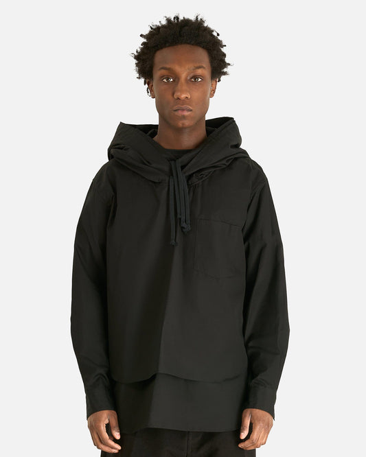 Comme des Garcons HOMME PLUS Men's Shirts Hooded Poplin Shirt in Black