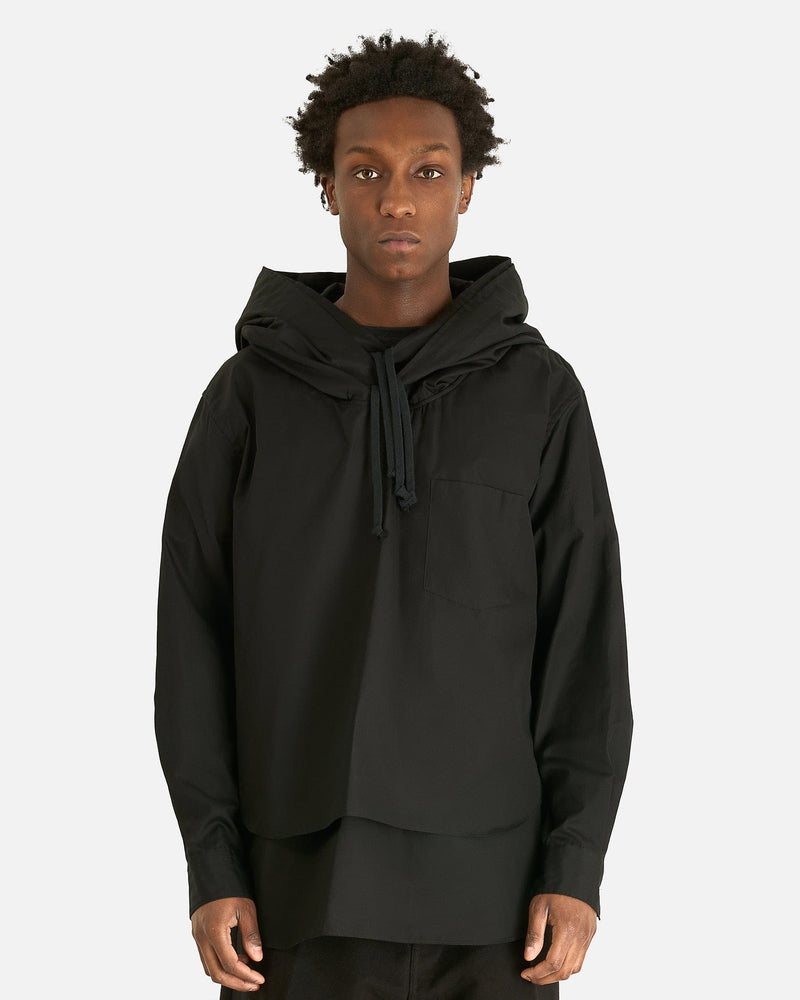Comme des Garcons HOMME PLUS Men's Shirts Hooded Poplin Shirt in Black