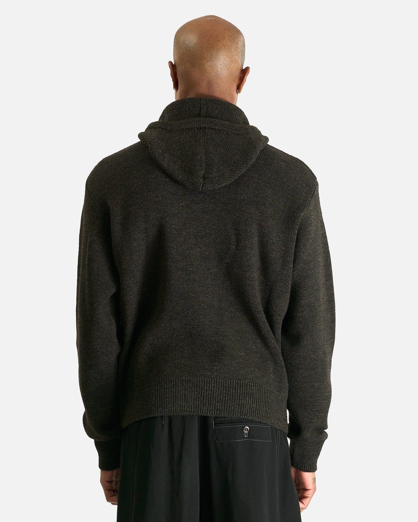 LEMAIRE Men's Sweater Hooded Sweater in Dark Espresso