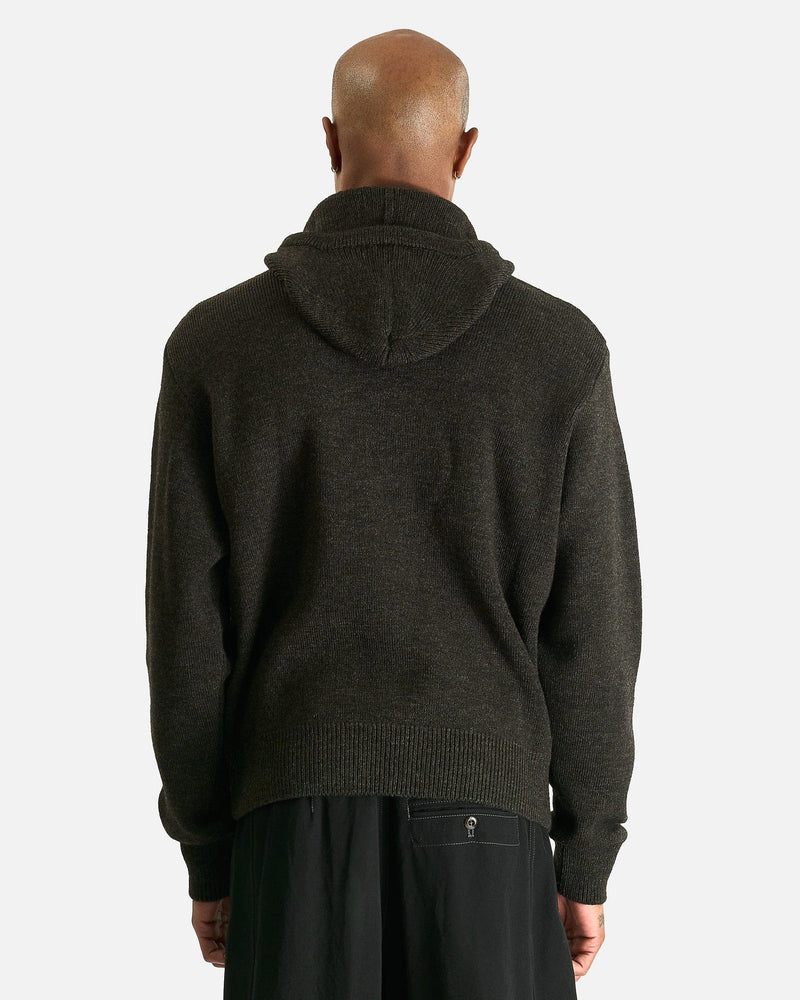 LEMAIRE Men's Sweater Hooded Sweater in Dark Espresso
