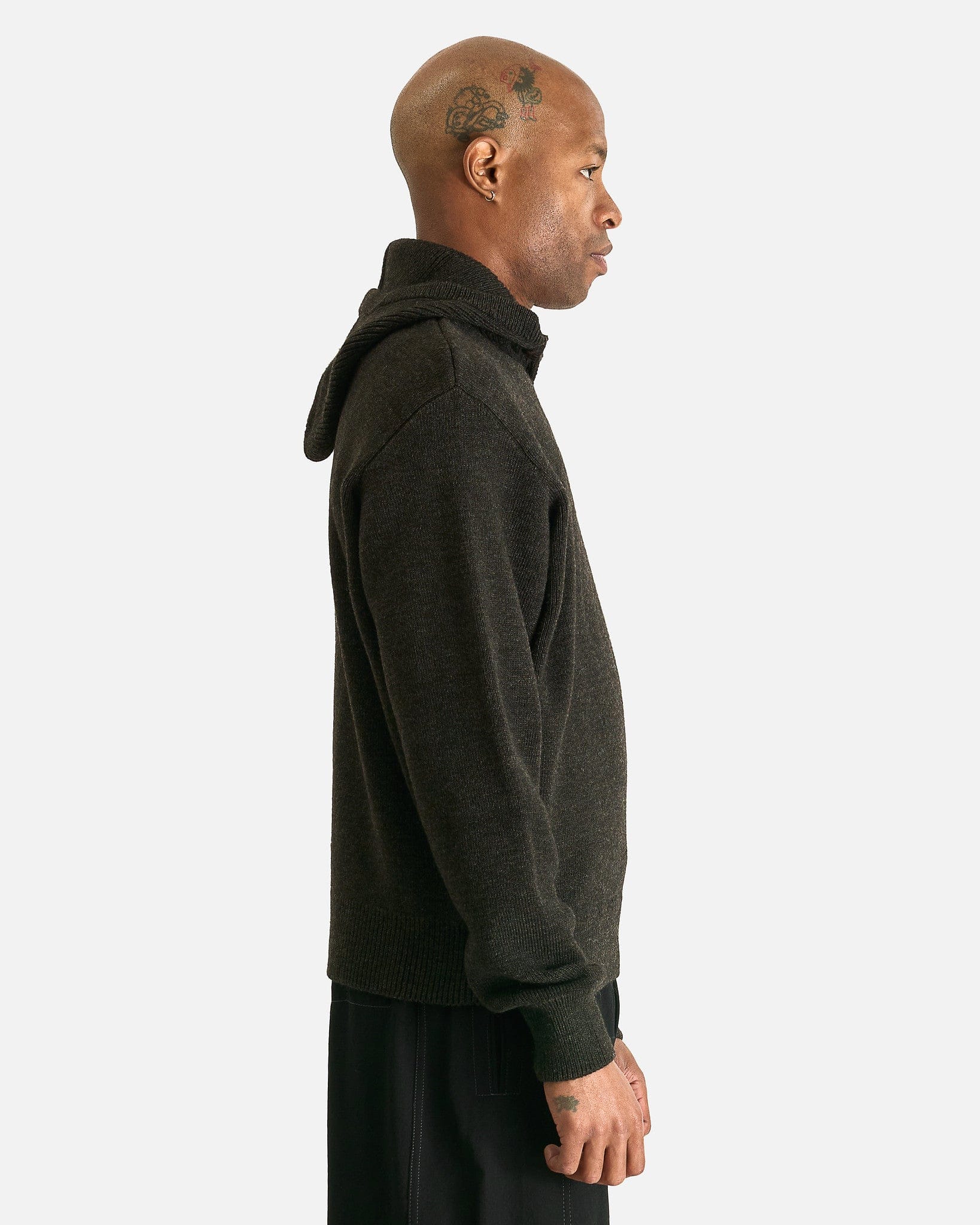 LEMAIRE Men's Sweater Hooded Sweater in Dark Espresso