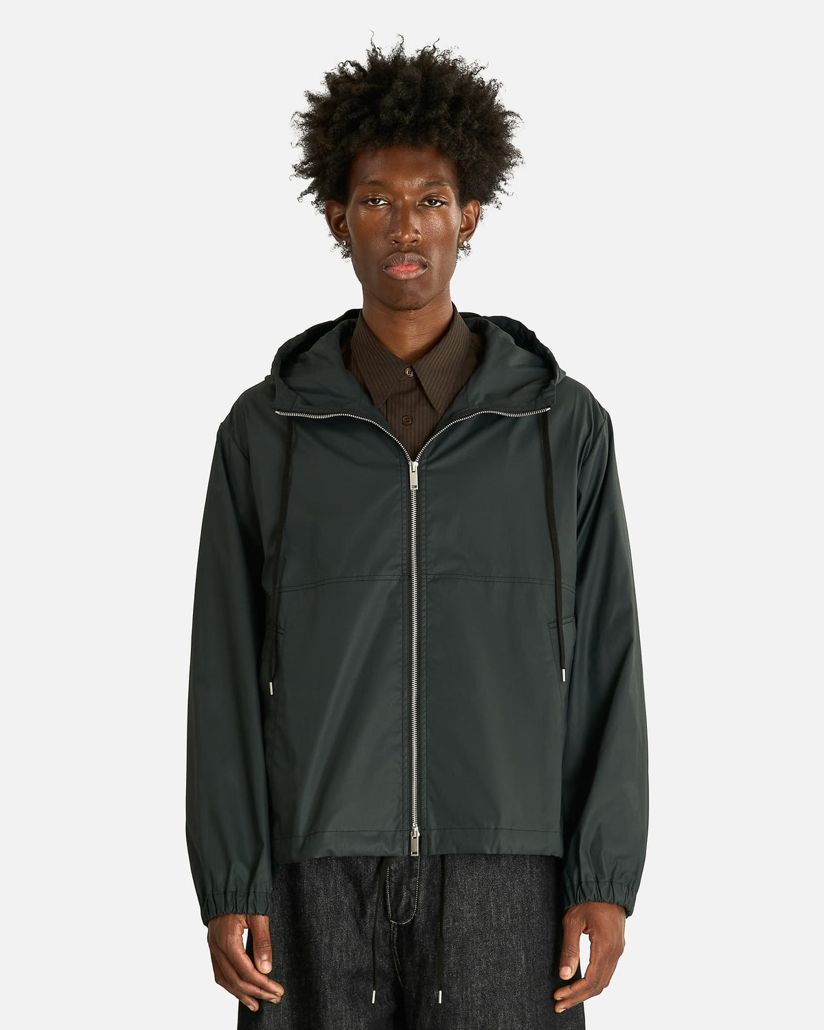 Studio Nicholson Men's Jackets Hooded Zip Up Jacket in Black