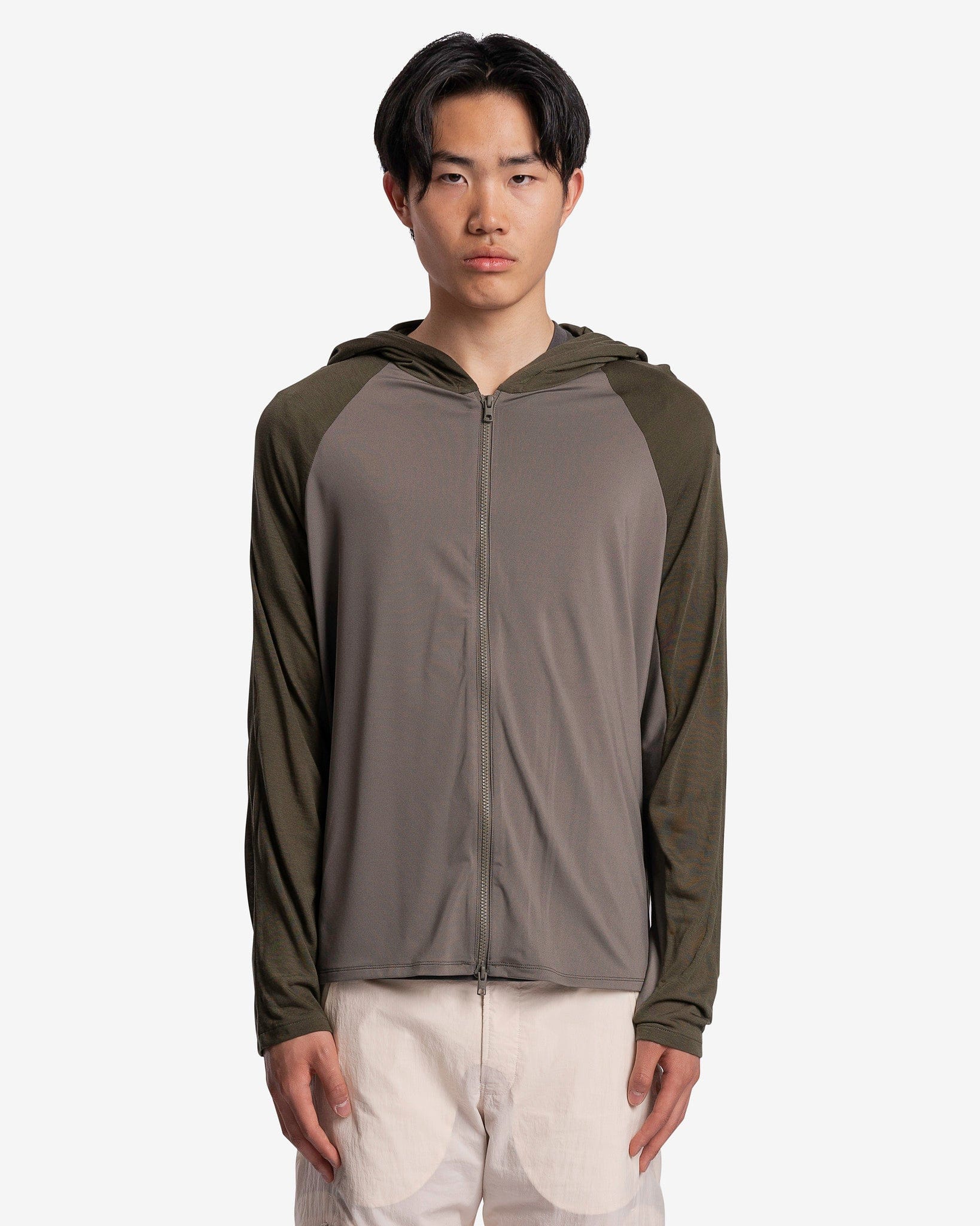 POST ARCHIVE FACTION (P.A.F) Men's Sweatshirts Hoodie Right in Olive Green