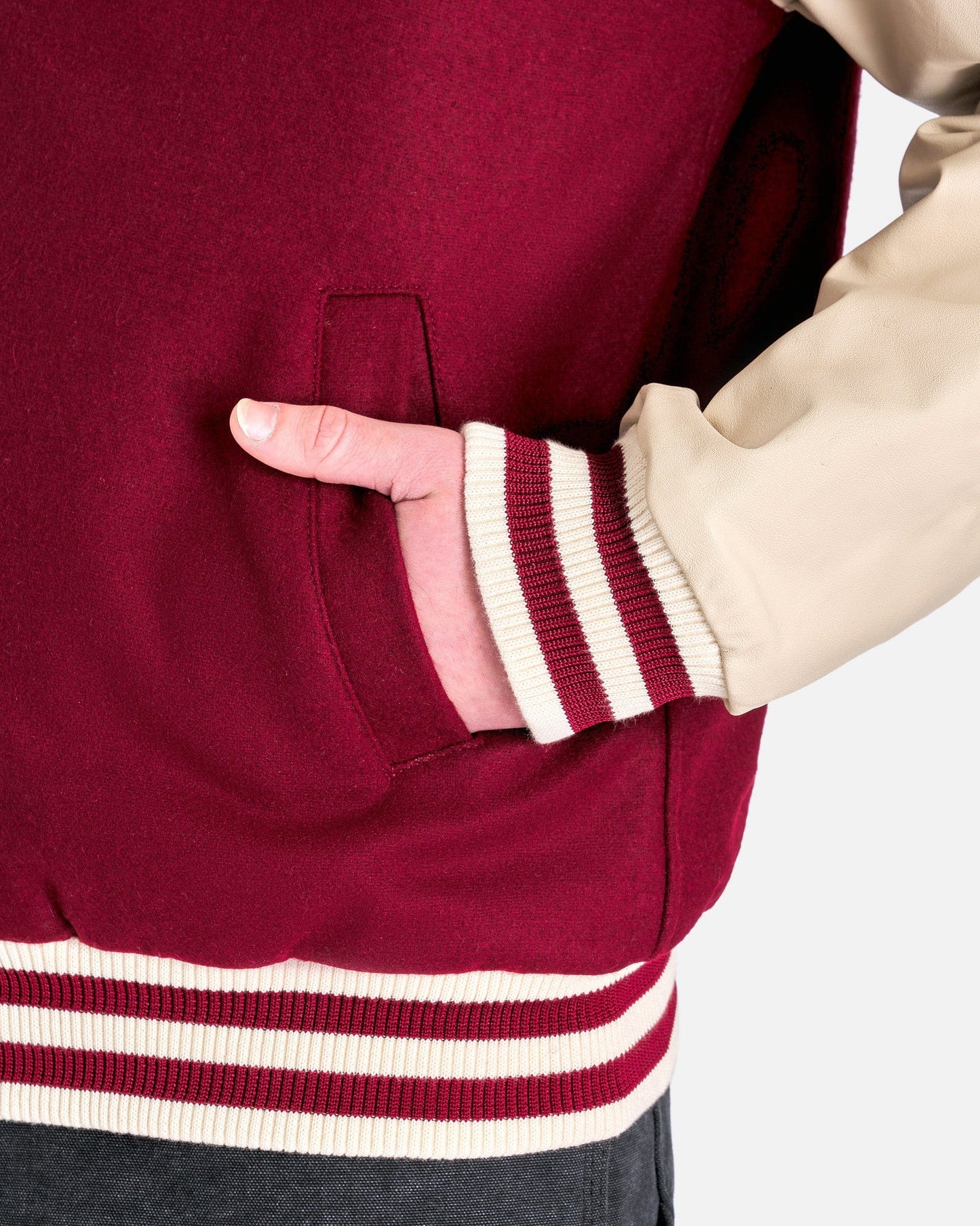 One of These Days Men's Jackets L Horse Shoe Cardinal Varsity in Burgundy/Bone