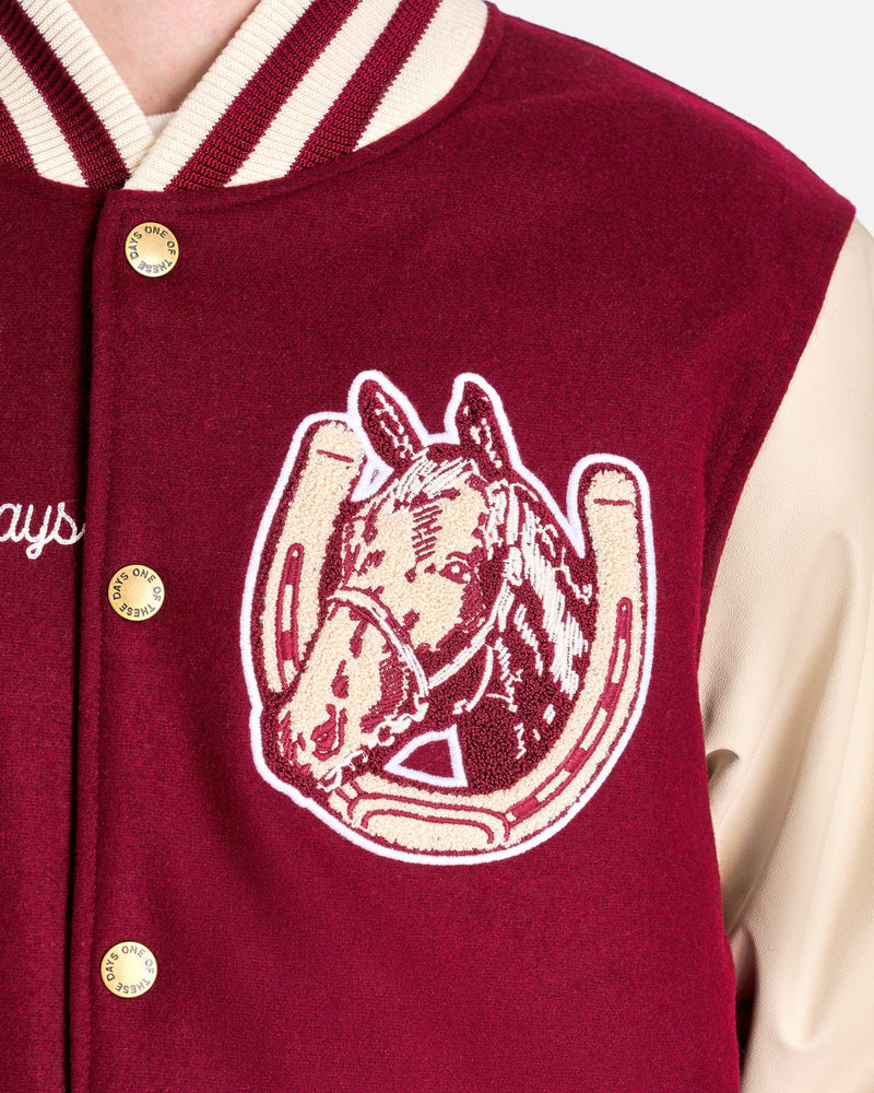One of These Days Men's Jackets L Horse Shoe Cardinal Varsity in Burgundy/Bone