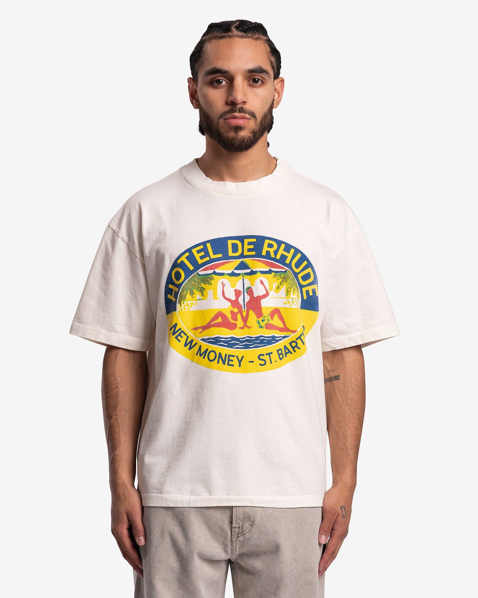 Rhude Men's T-Shirts Hotel De Rhude T-Shirt in Vintage White