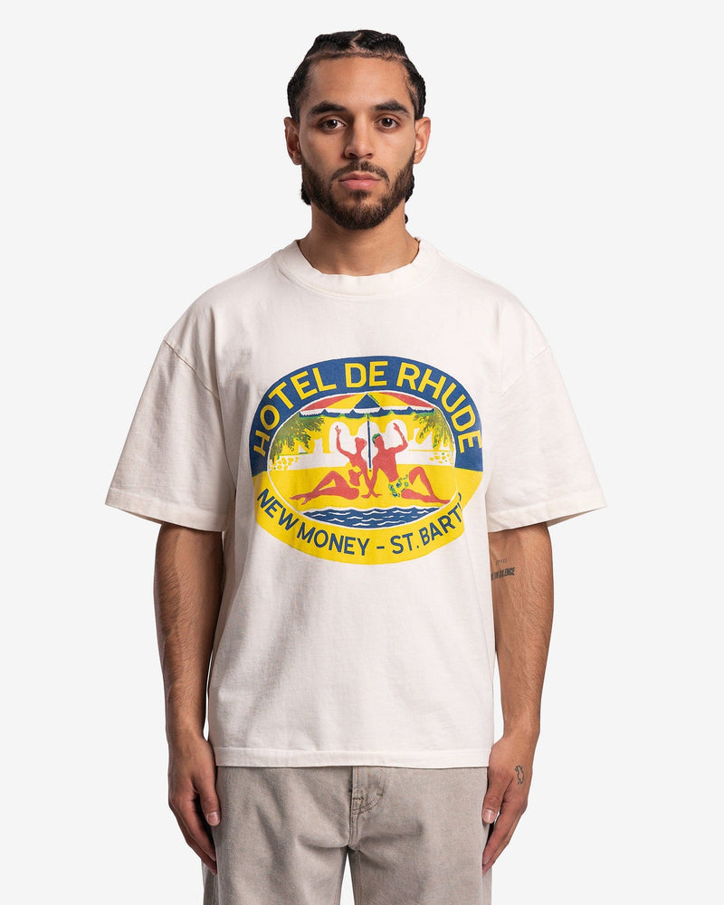 Rhude Men's T-Shirts Hotel De Rhude T-Shirt in Vintage White