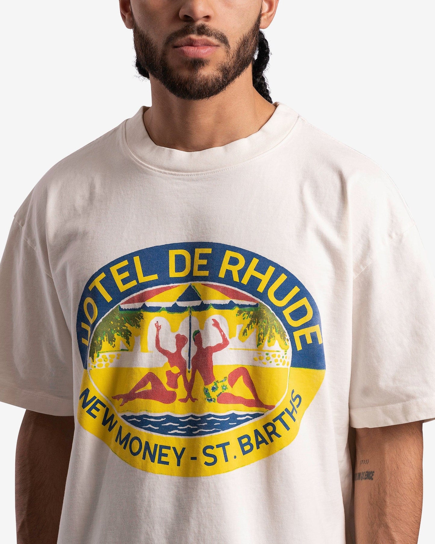 Rhude Men's T-Shirts Hotel De Rhude T-Shirt in Vintage White