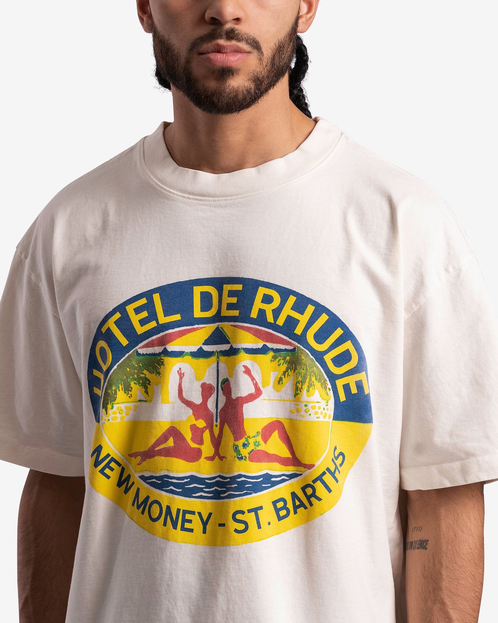 Rhude Men's T-Shirts Hotel De Rhude T-Shirt in Vintage White