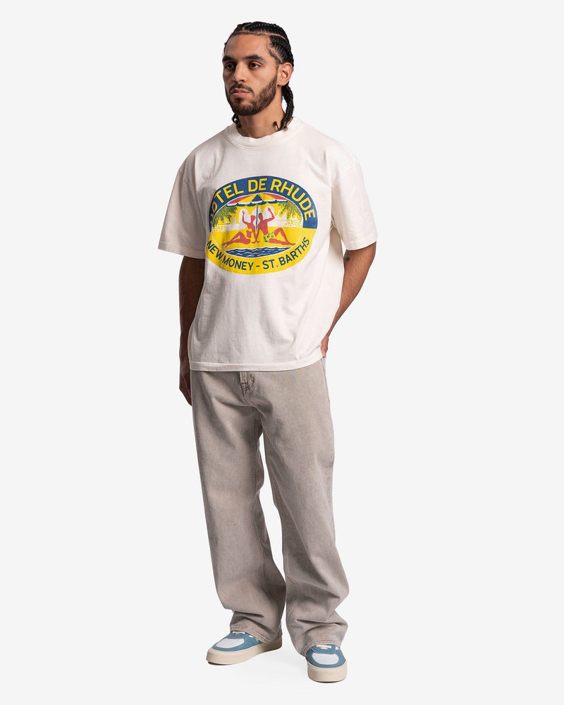 Rhude Men's T-Shirts Hotel De Rhude T-Shirt in Vintage White