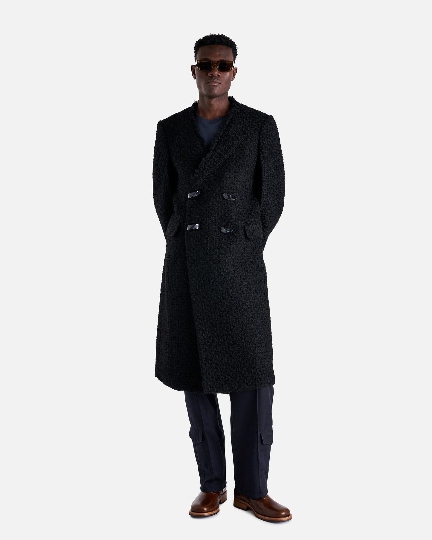 NAMACHEKO Men's Coat Hwicce Double Breasted Coat in Black