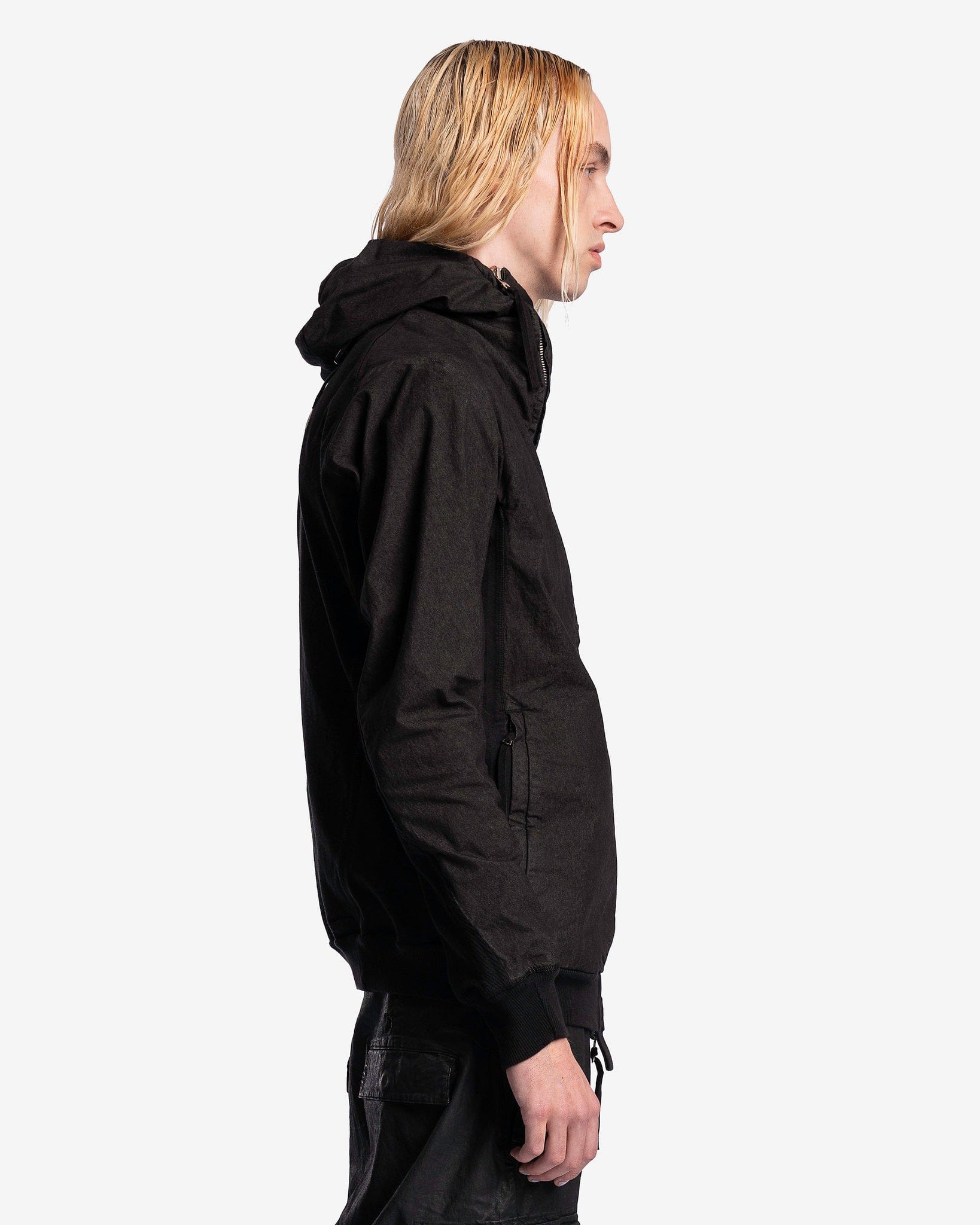 11 by Boris Bidjan Saberi Men's Jackets Hybrid Zipper 2.2 ST in Black Object Dye