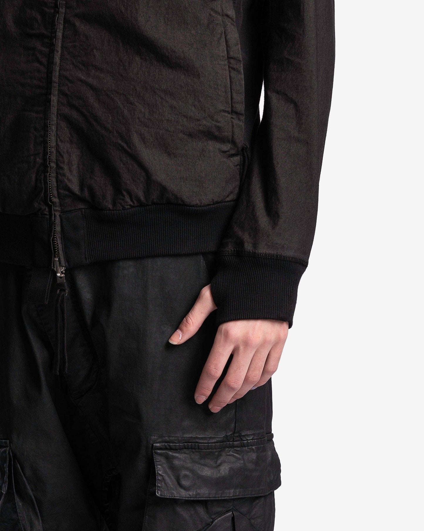 11 by Boris Bidjan Saberi Men's Jackets Hybrid Zipper 2.2 ST in Black Object Dye