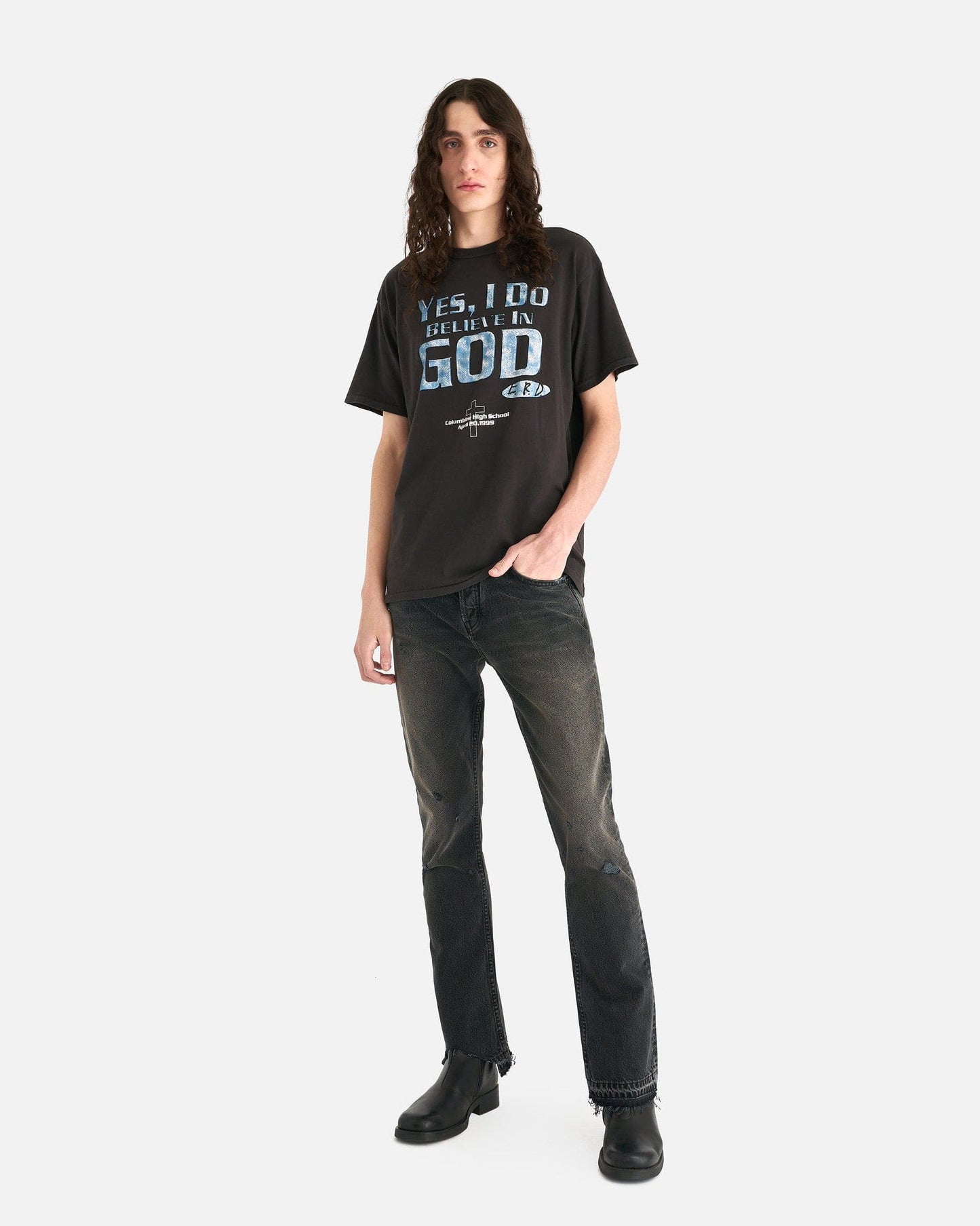 Enfants Riches Deprimes Men's T-Shirts I Believe In God T-Shirt in Faded Black/Multi
