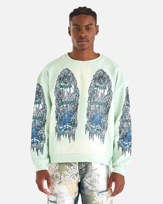 Who Decides War Men's Sweater Iced Glass Crewneck in Sage