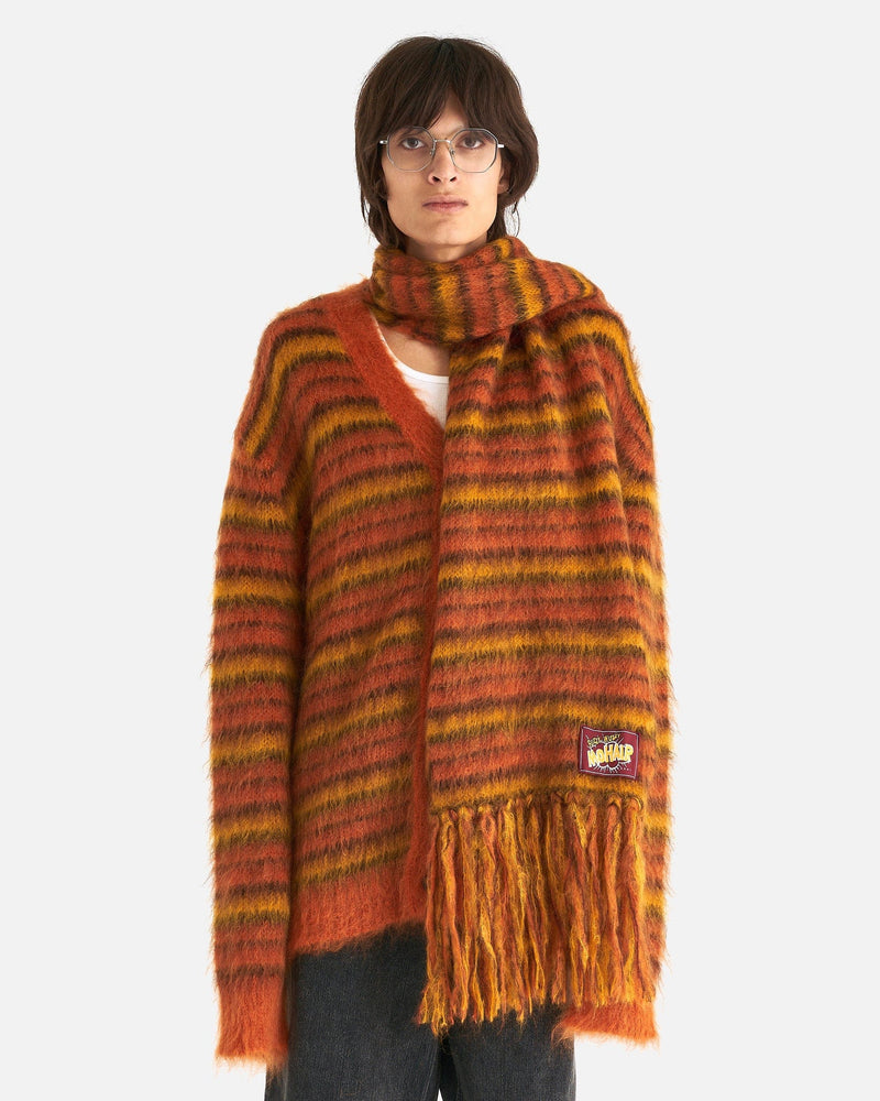 Marni Scarves O/S Iconic Brushed Stripes Scarf in Lobster