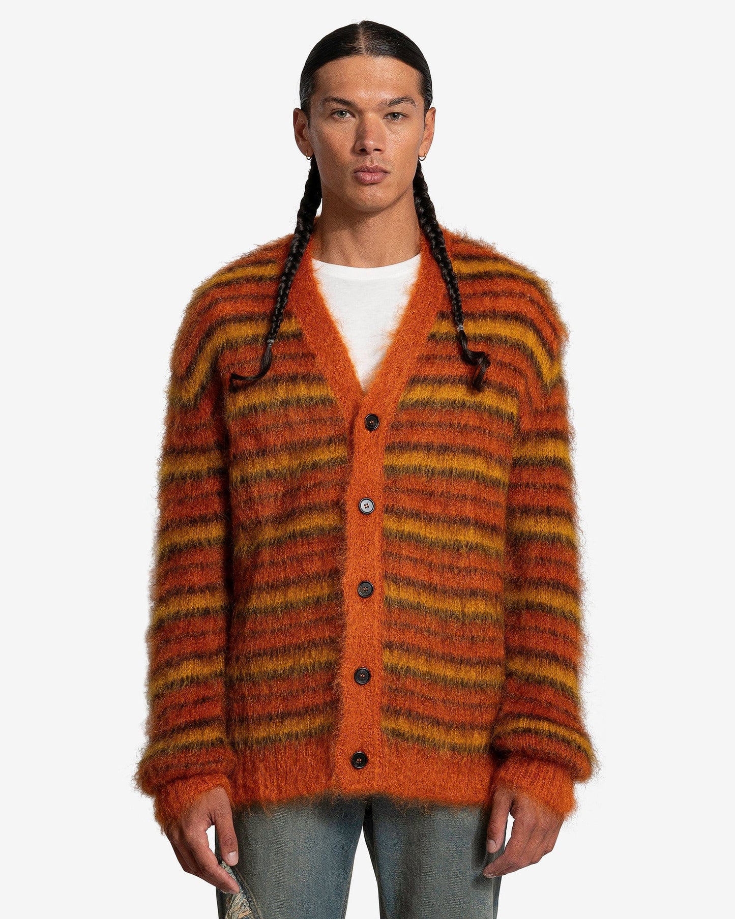 Marni Men Sweaters Iconic Cardigan in Lobster