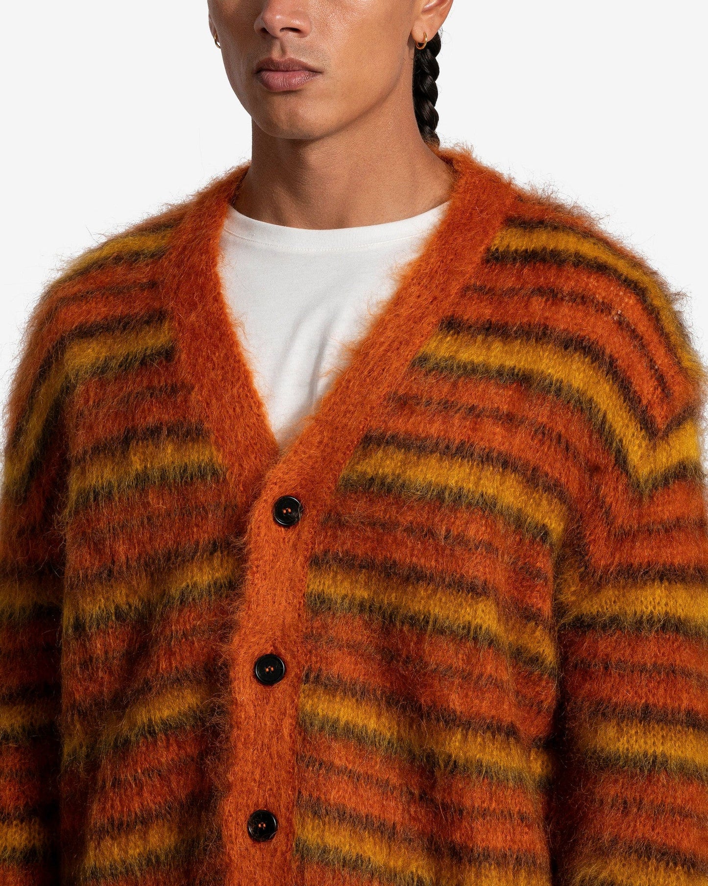 Marni Men Sweaters Iconic Cardigan in Lobster