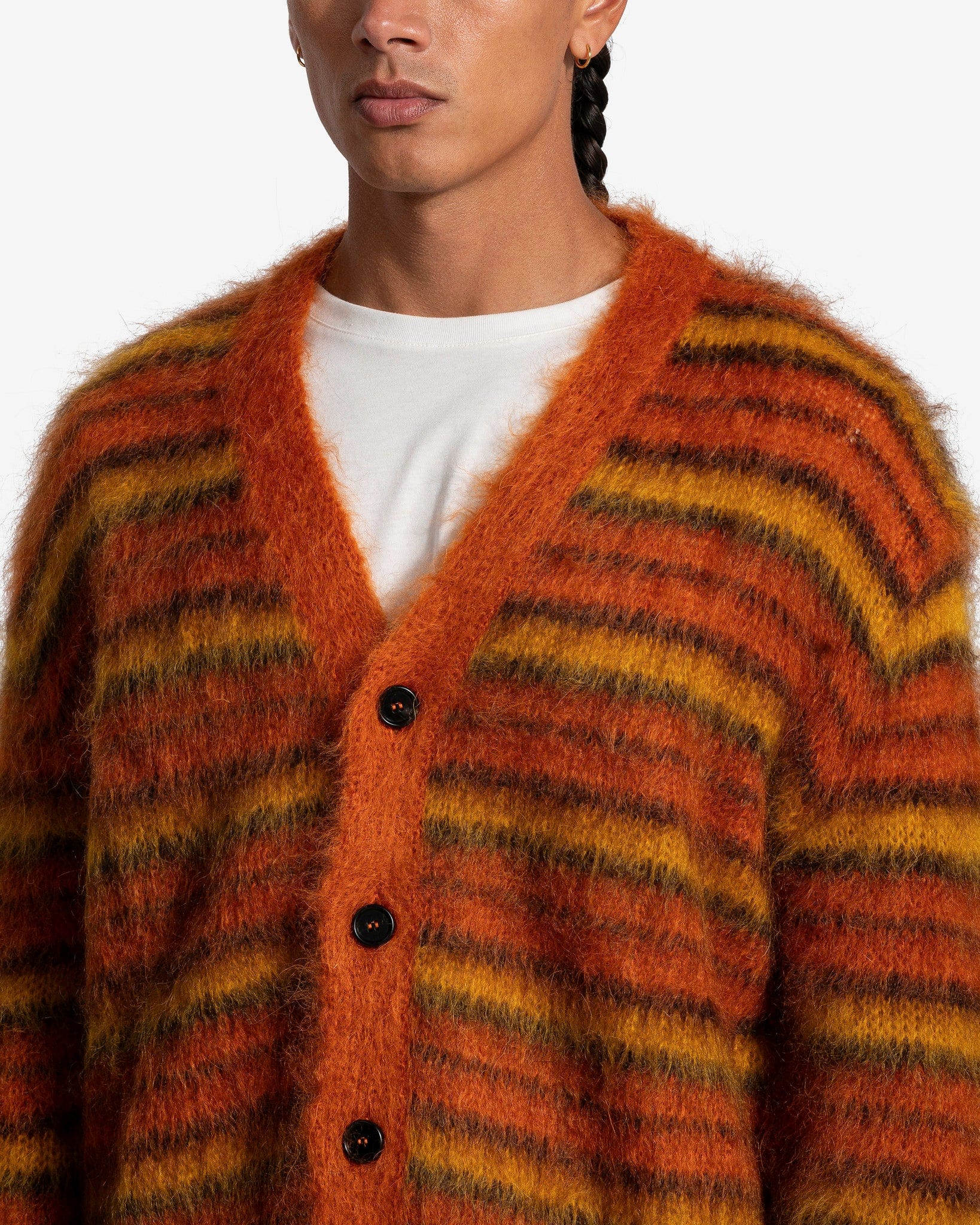 Marni Men Sweaters Iconic Cardigan in Lobster