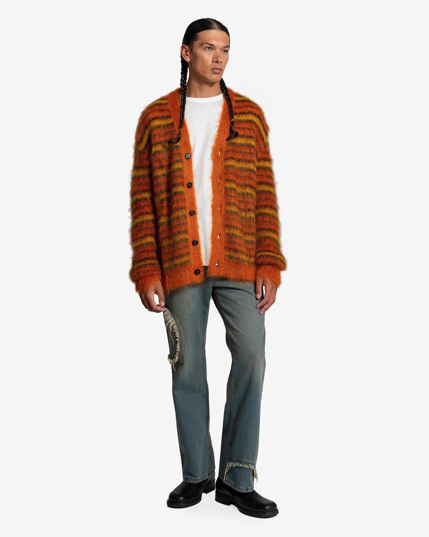 Marni Men Sweaters Iconic Cardigan in Lobster