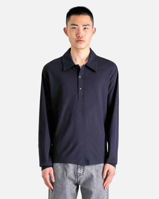 Our Legacy Men's Shirts Ile Piquet in Roman Navy