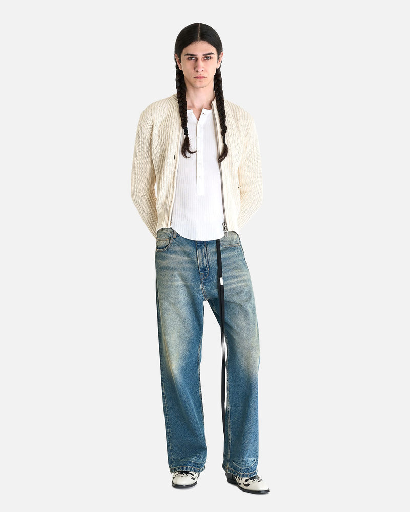 Ann Demeulemeester Men's Shirts Ilyas Serafino Rib Jersey in Ivory