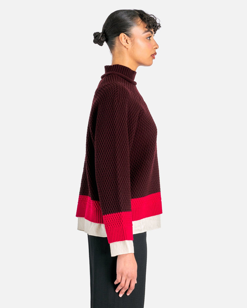 UNDERCOVER Women Sweaters Intarsia Knit Wool Jumper in Bordeaux