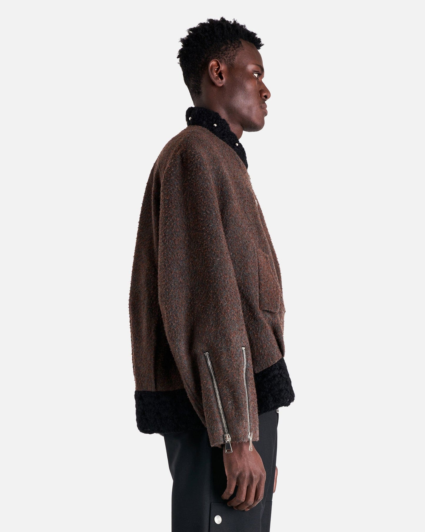 NAMACHEKO Men's Jackets Ipstone Bomber Jacket in Slate Blue/Speckled Burgundy