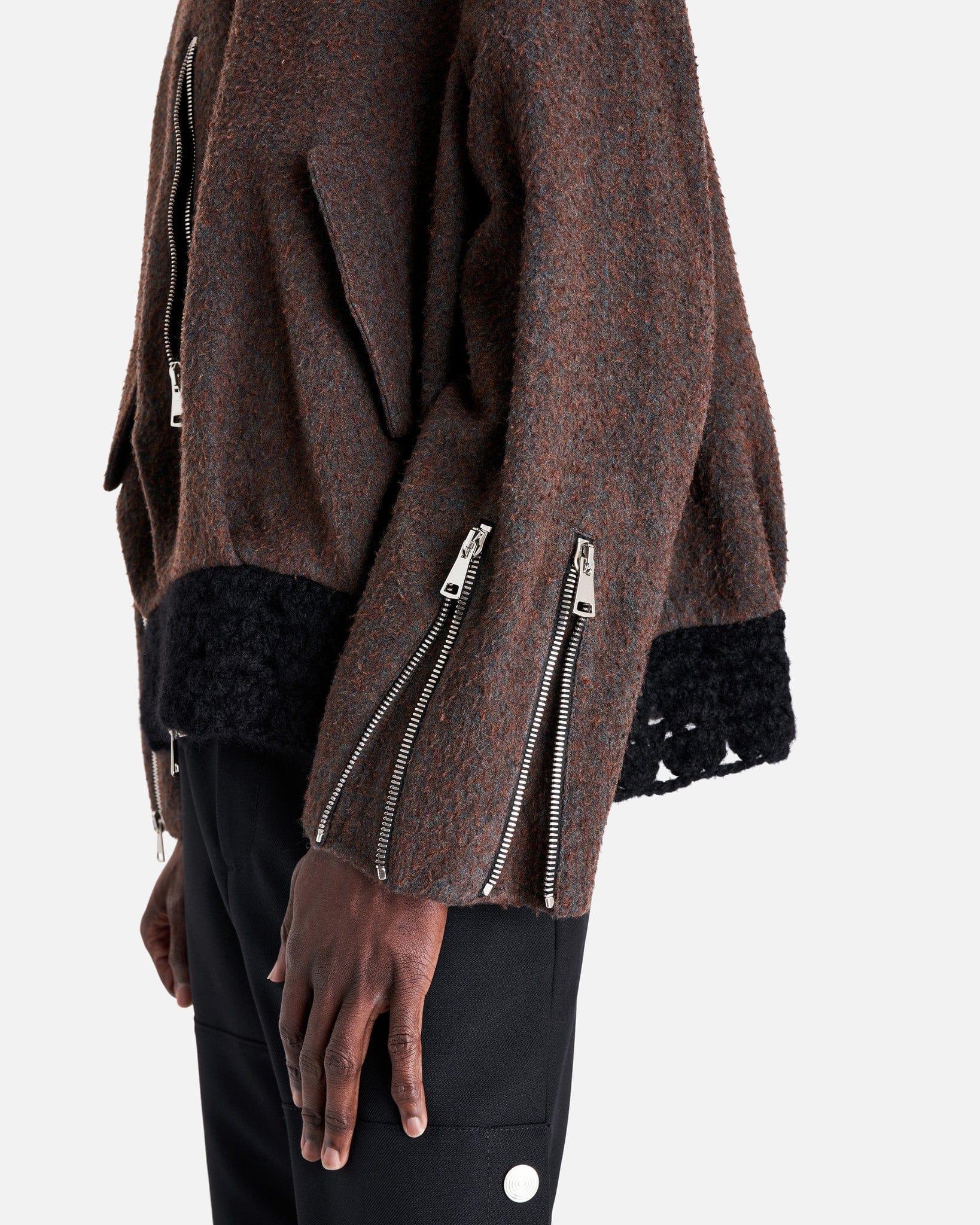 NAMACHEKO Men's Jackets Ipstone Bomber Jacket in Slate Blue/Speckled Burgundy