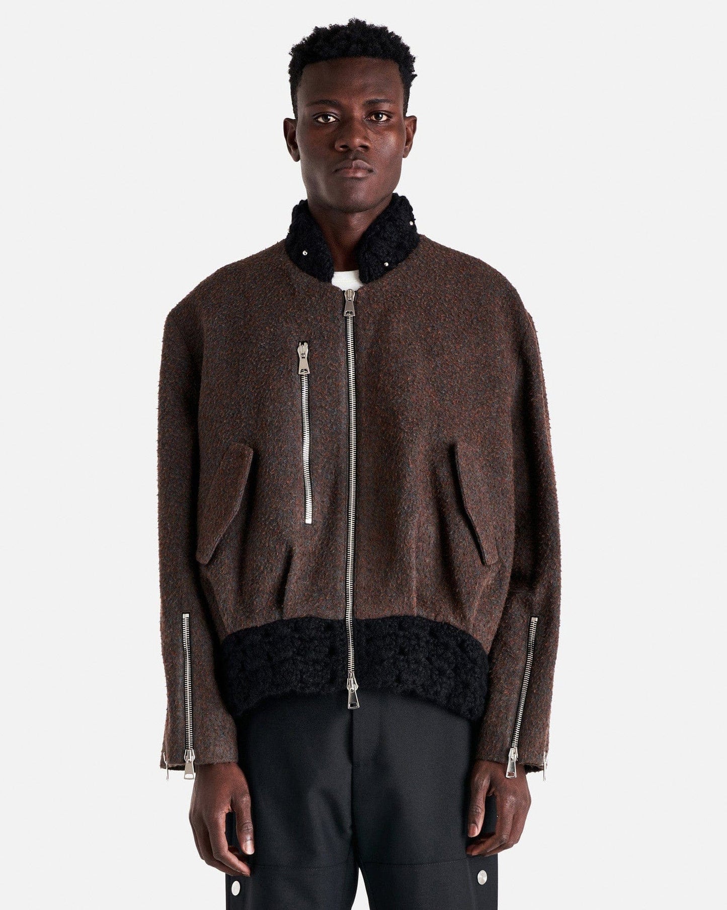 NAMACHEKO Men's Jackets Ipstone Bomber Jacket in Slate Blue/Speckled Burgundy