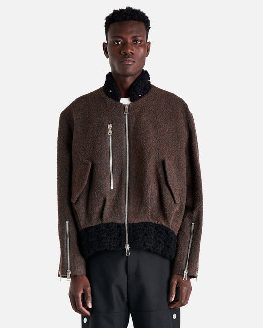 NAMACHEKO Men's Jackets Ipstone Bomber Jacket in Slate Blue/Speckled Burgundy