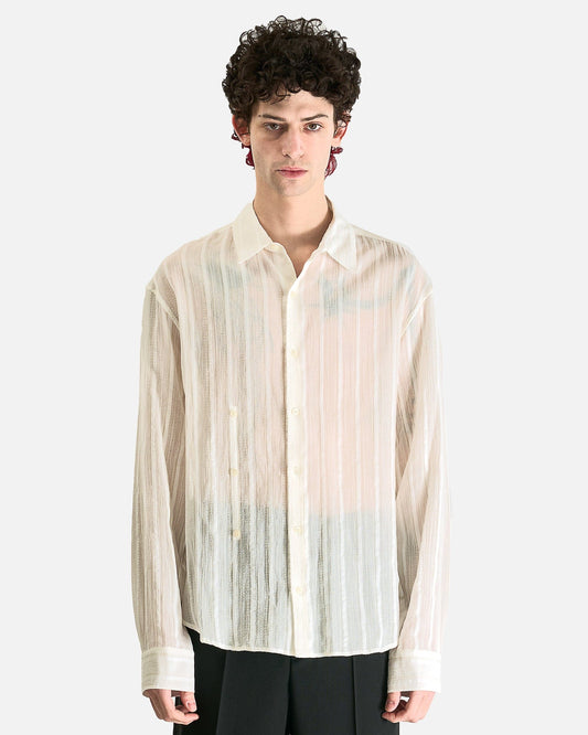 Ann Demeulemeester Men's Shirts Isak Twisted Closure Shirt in Natural White
