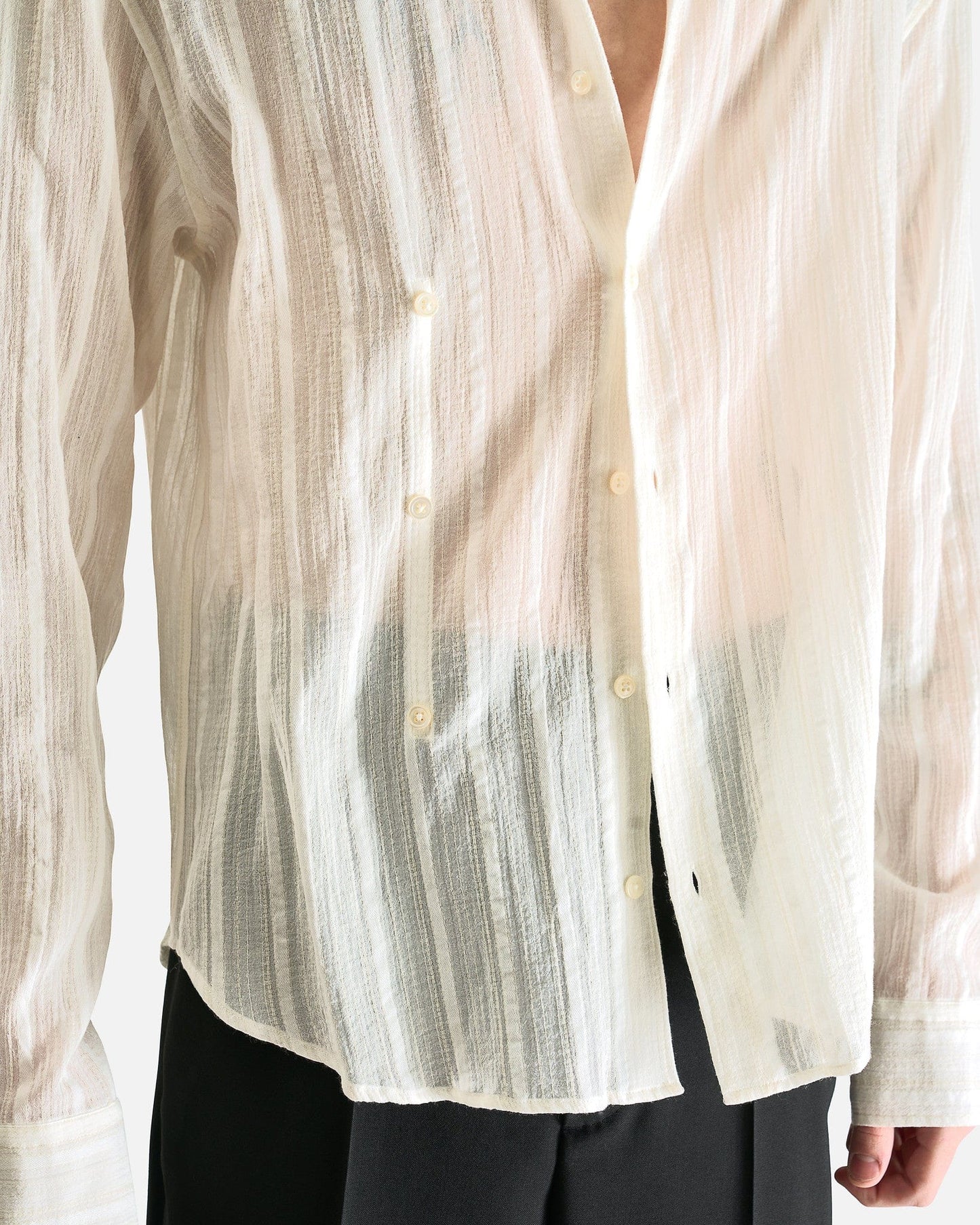 Ann Demeulemeester Men's Shirts Isak Twisted Closure Shirt in Natural White
