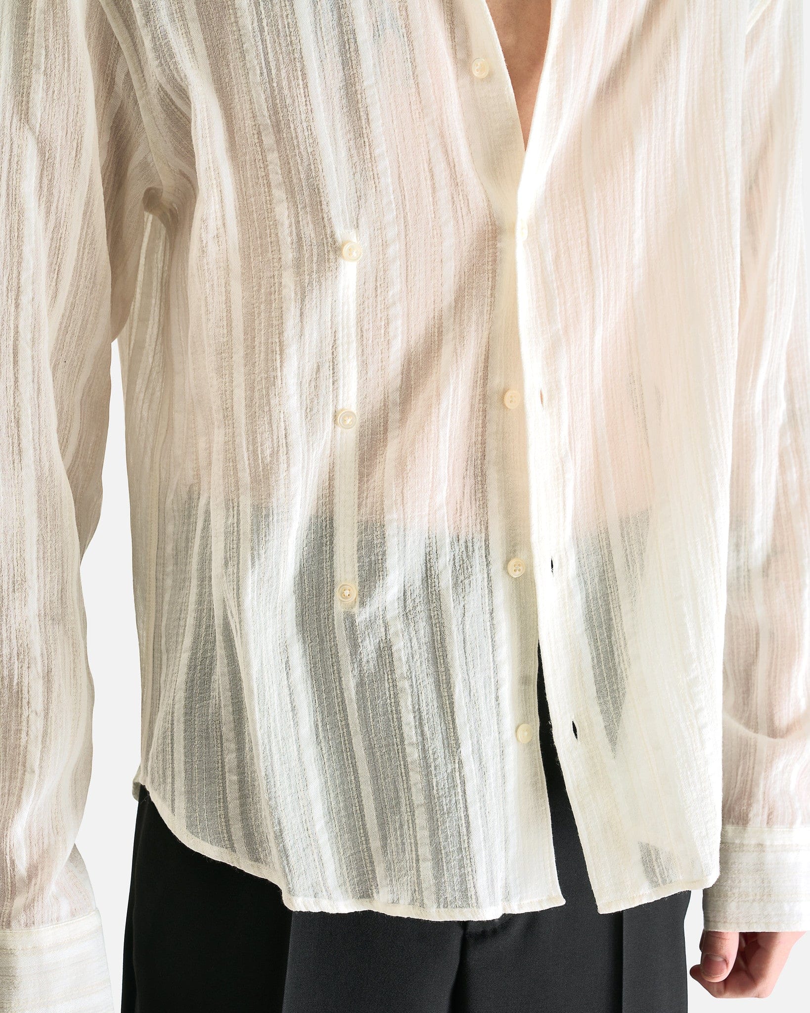 Ann Demeulemeester Men's Shirts Isak Twisted Closure Shirt in Natural White