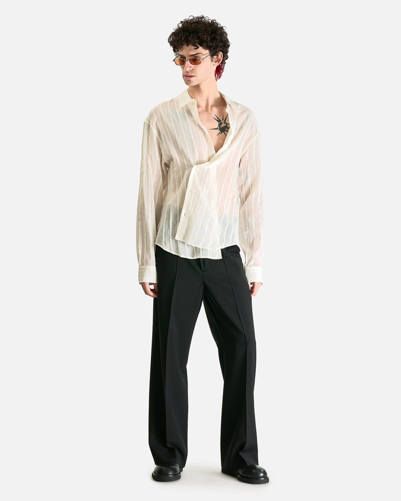 Ann Demeulemeester Men's Shirts Isak Twisted Closure Shirt in Natural White