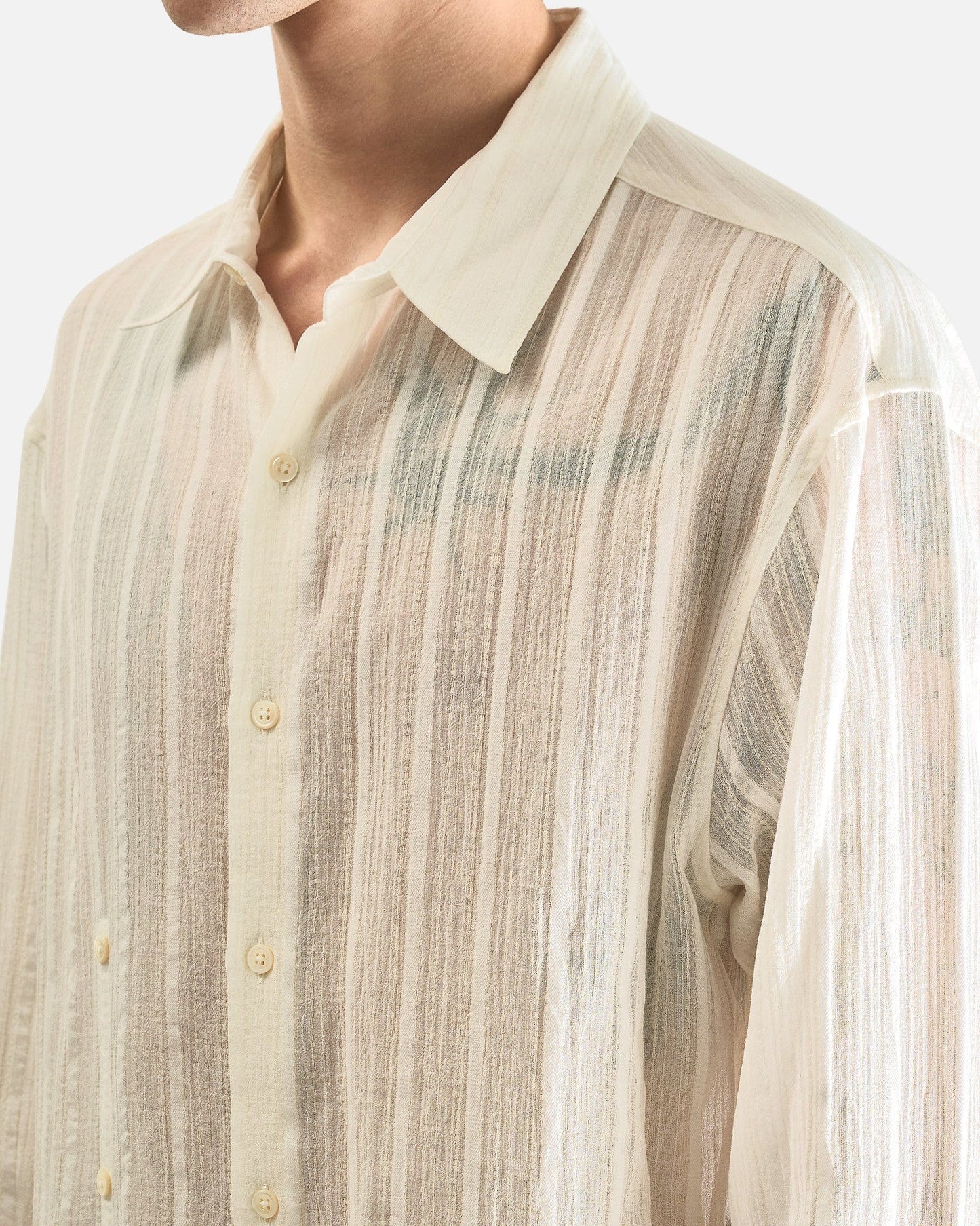 Ann Demeulemeester Men's Shirts Isak Twisted Closure Shirt in Natural White