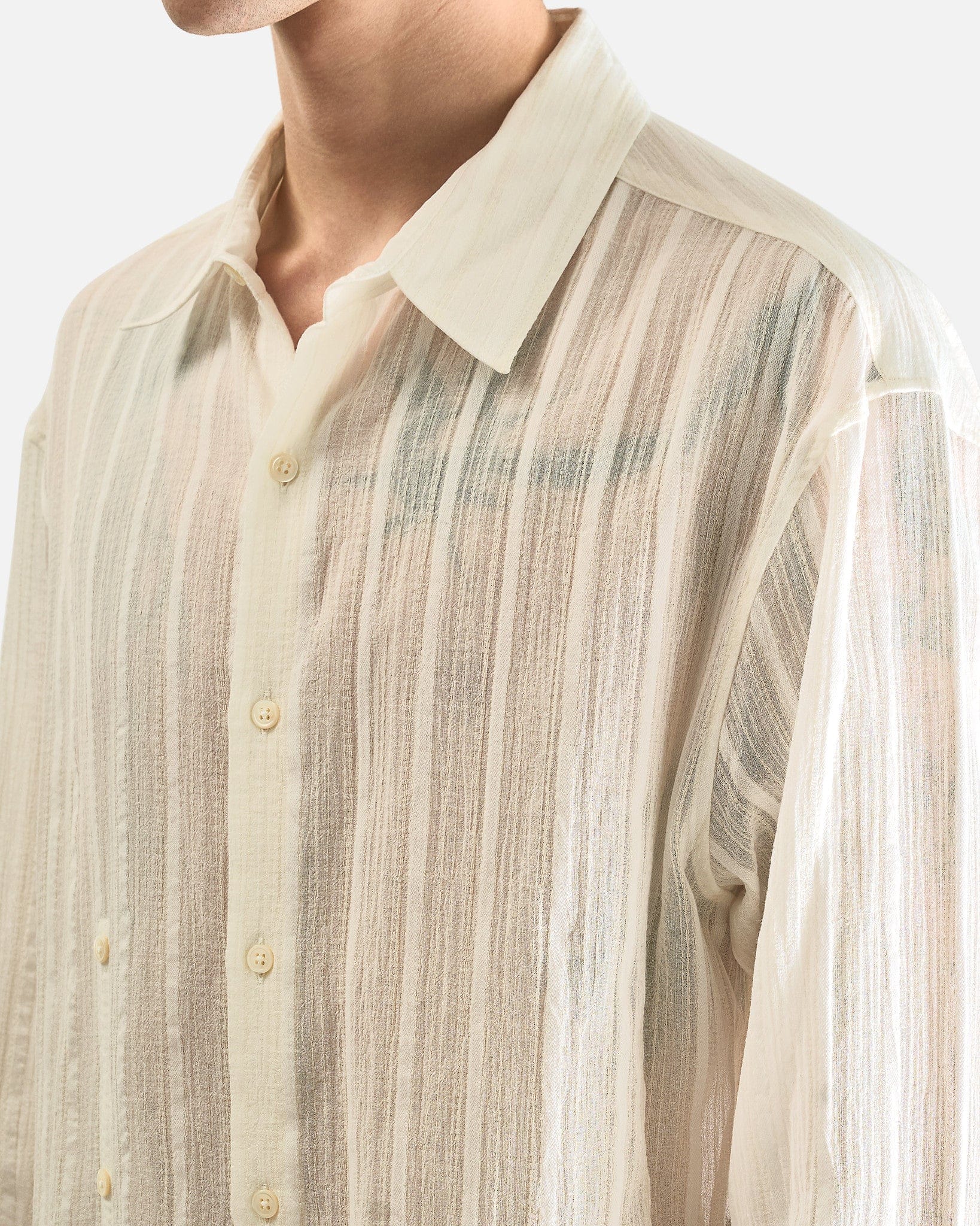 Ann Demeulemeester Men's Shirts Isak Twisted Closure Shirt in Natural White