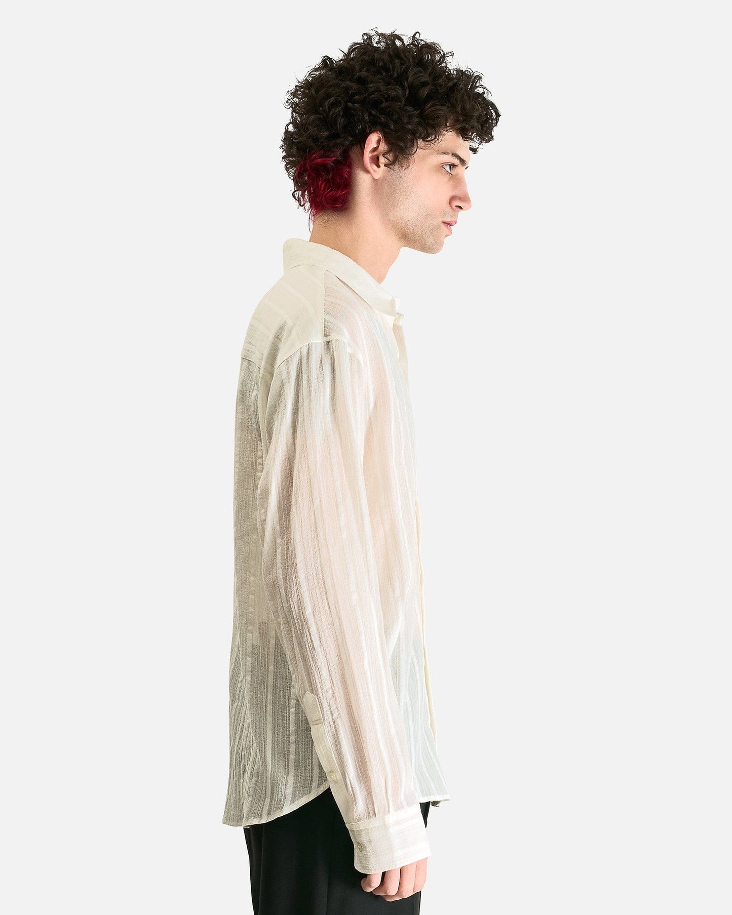 Ann Demeulemeester Men's Shirts Isak Twisted Closure Shirt in Natural White
