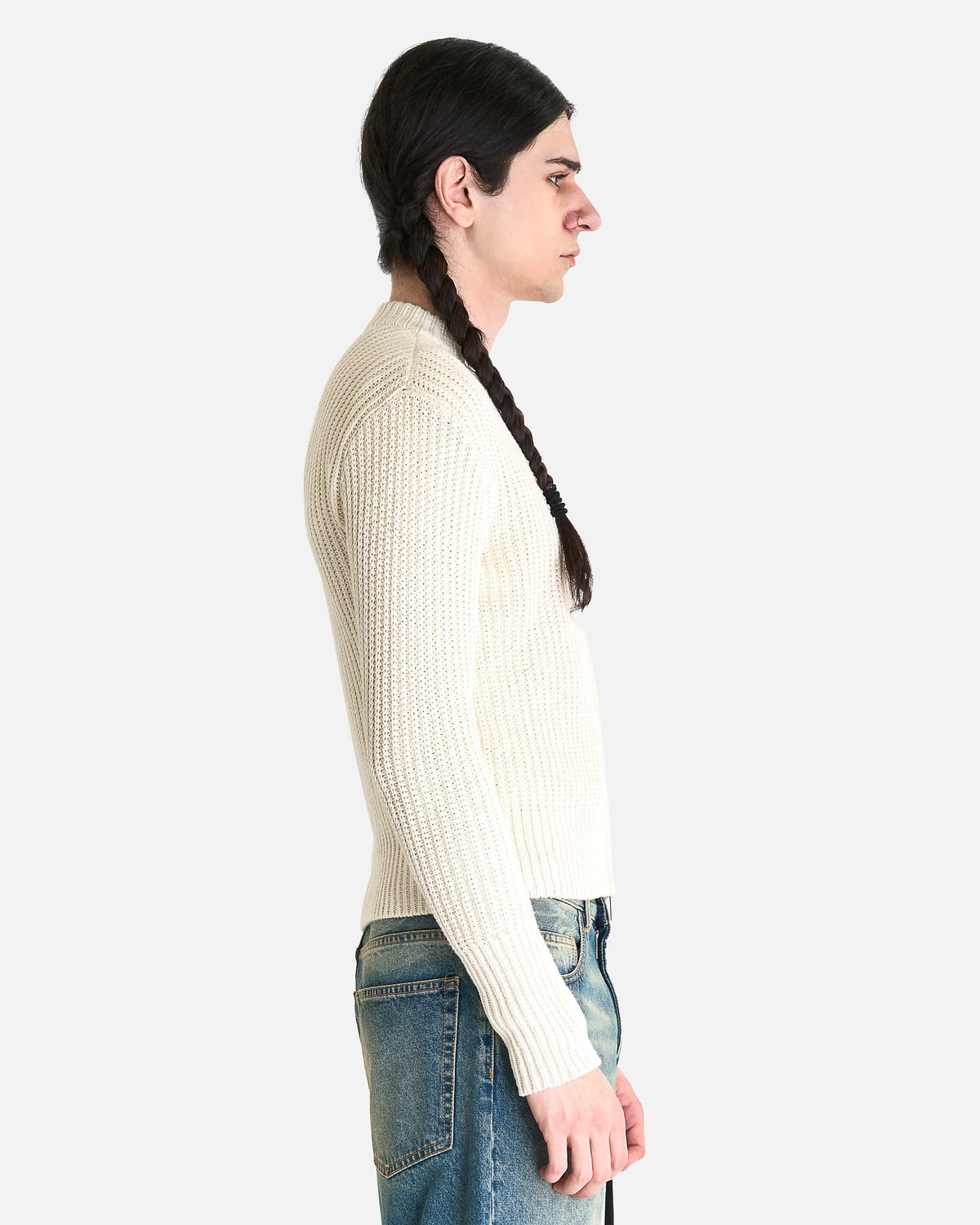 Ann Demeulemeester Men's Knitwear S Ismeal Zipped Bomber in Natural White