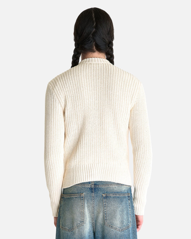 Ann Demeulemeester Men's Knitwear S Ismeal Zipped Bomber in Natural White