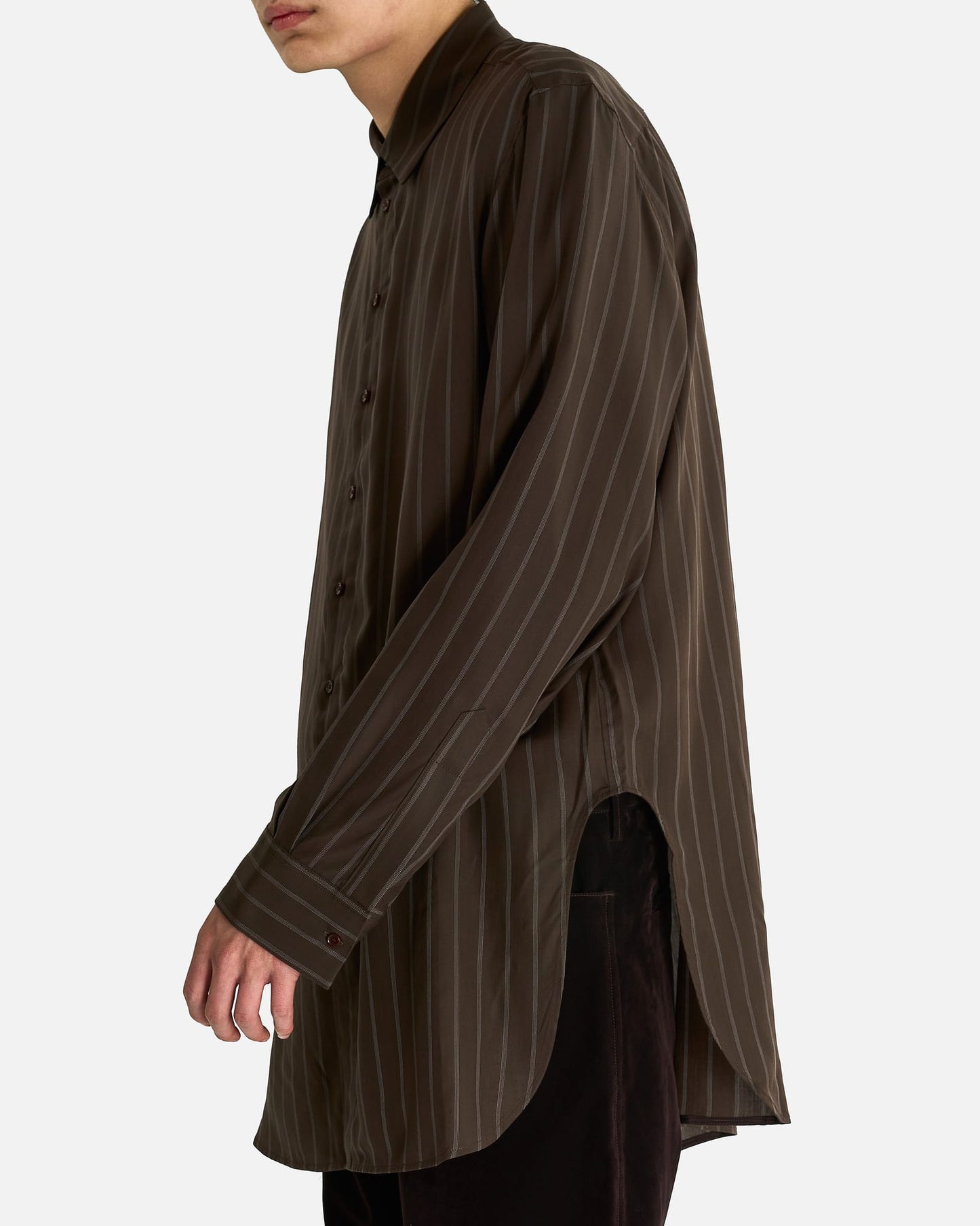 Omar Afridi Men's Shirts Ives Shirt in Brown Stripe