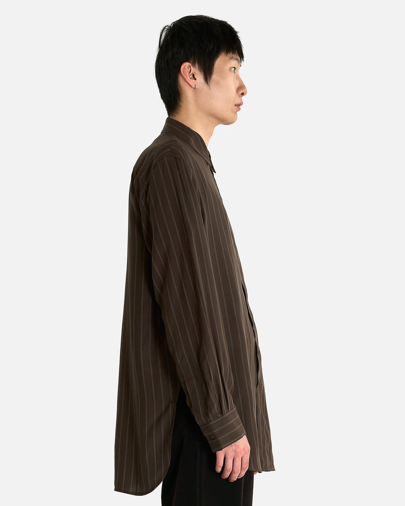 Omar Afridi Men's Shirts Ives Shirt in Brown Stripe