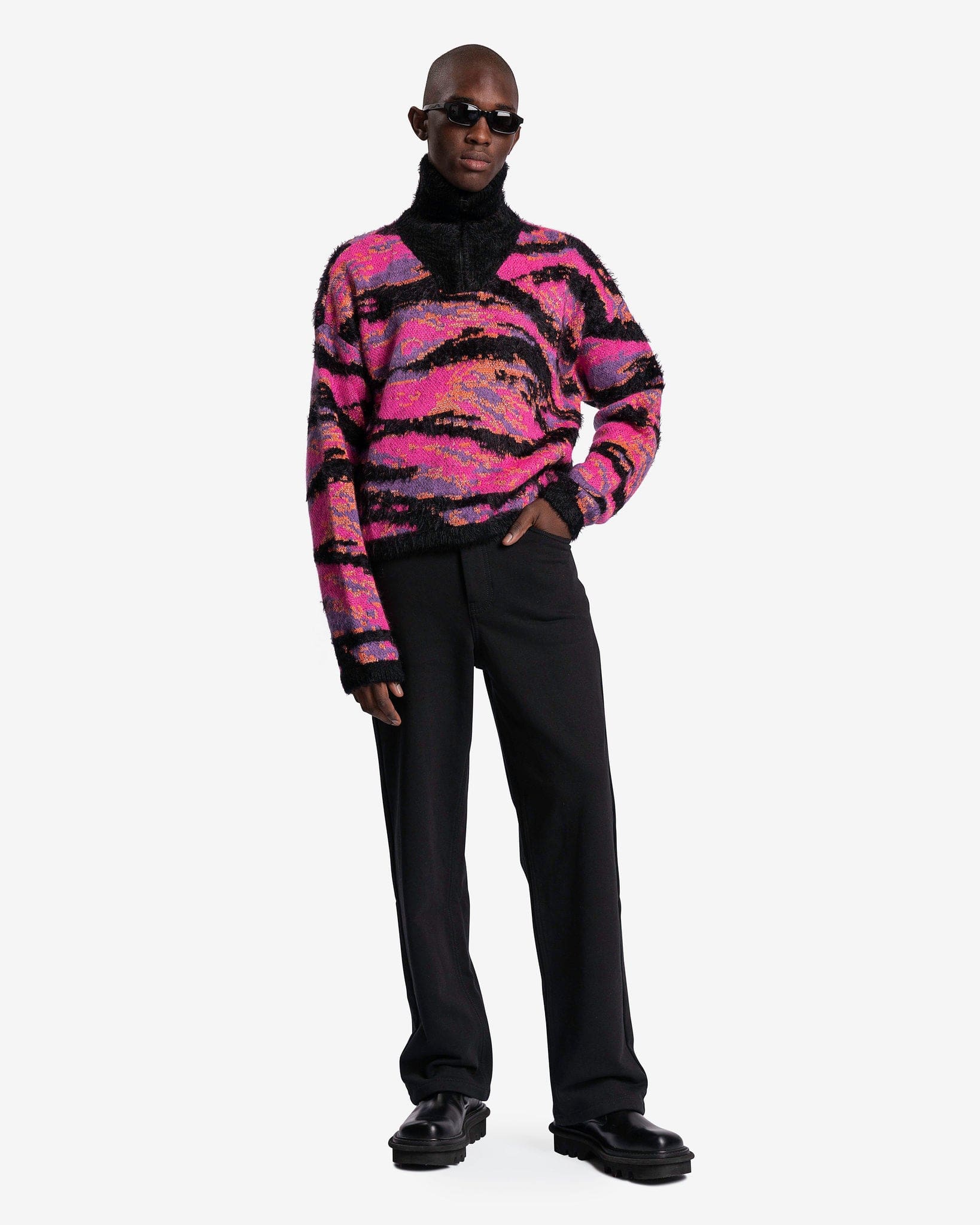 Jacquard Knit Tiger Sweater in Pink Rave Camo – SVRN