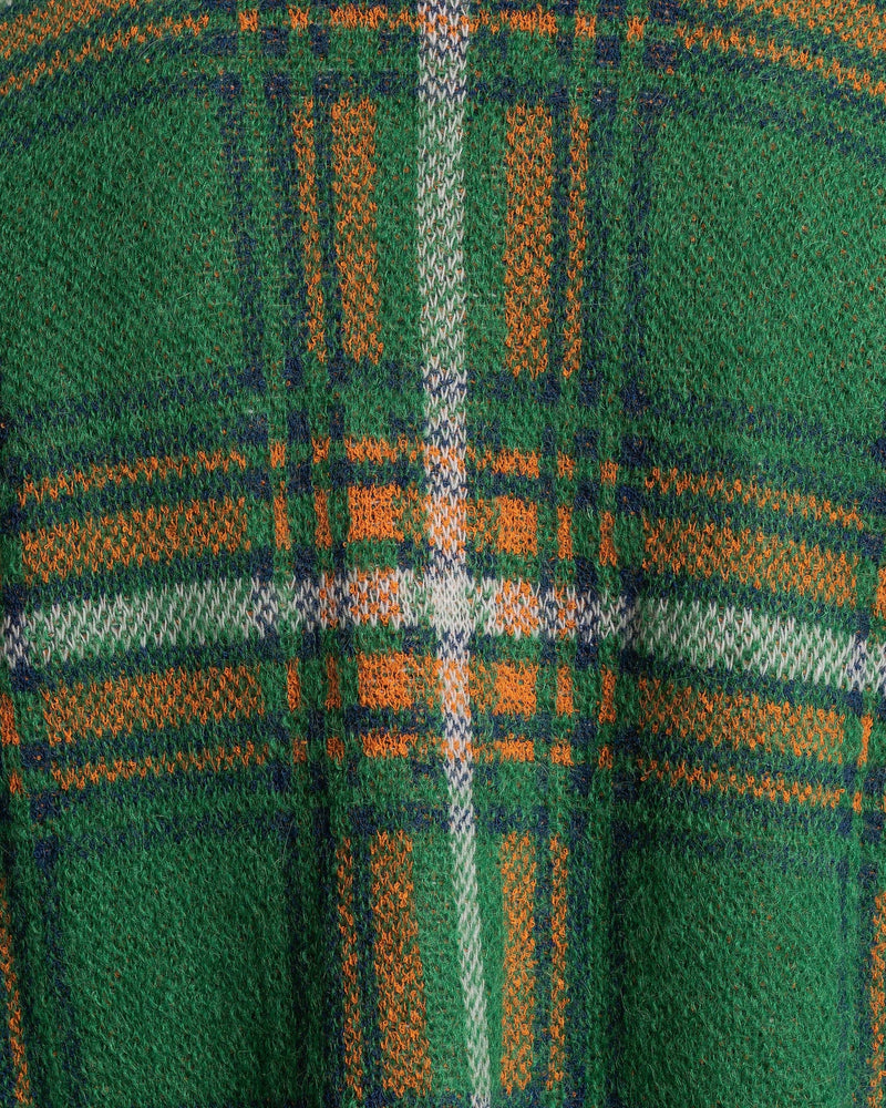 ERL Men's Sweater Jacquard Plaid Cardigan Knit in Green