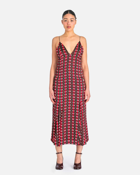 Wales Bonner Women Dresses Josephine Dress in Brown and Red