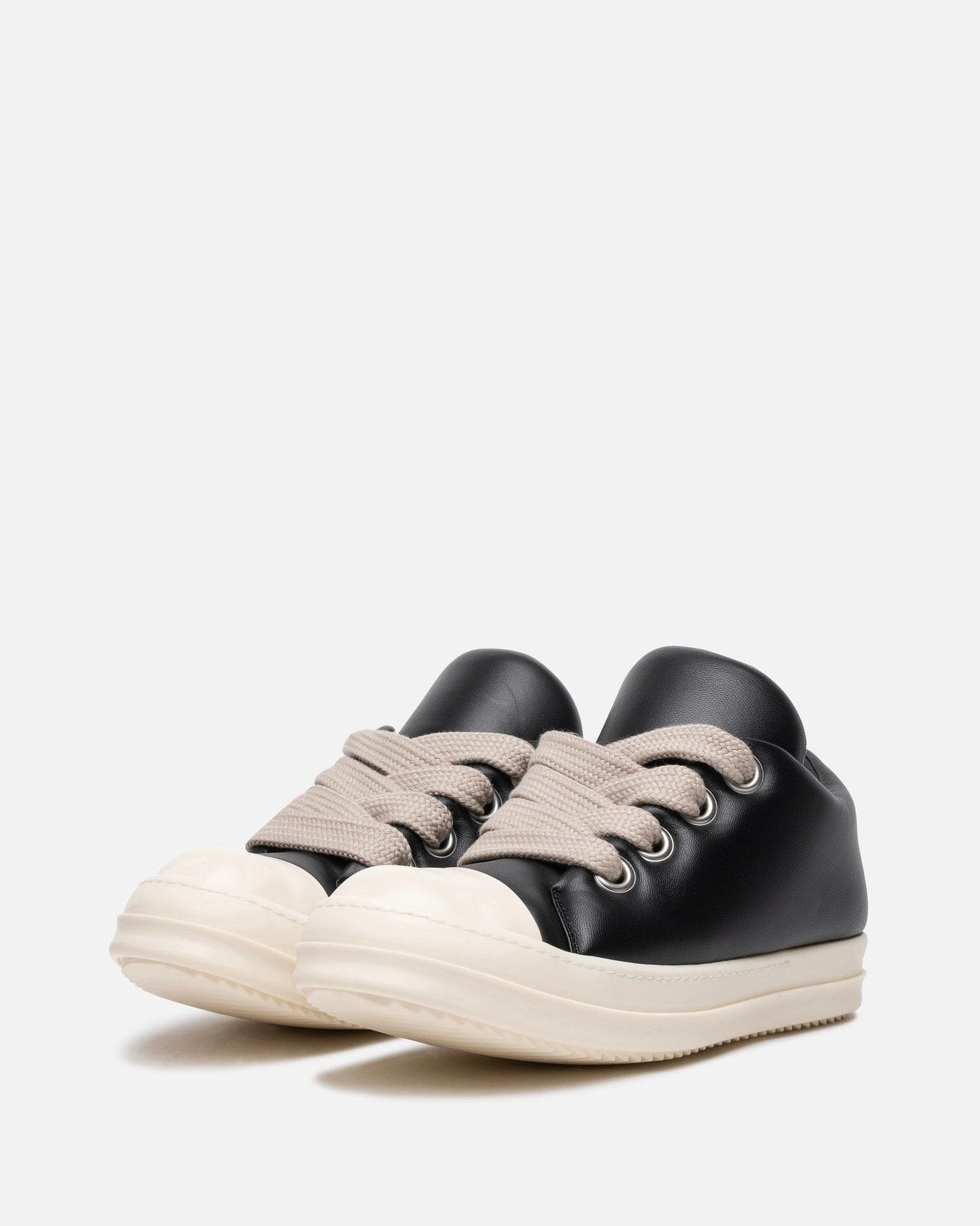 Rick Owens Men's Sneakers Jumbo Lace Padded Low Ramones in Black/Milk