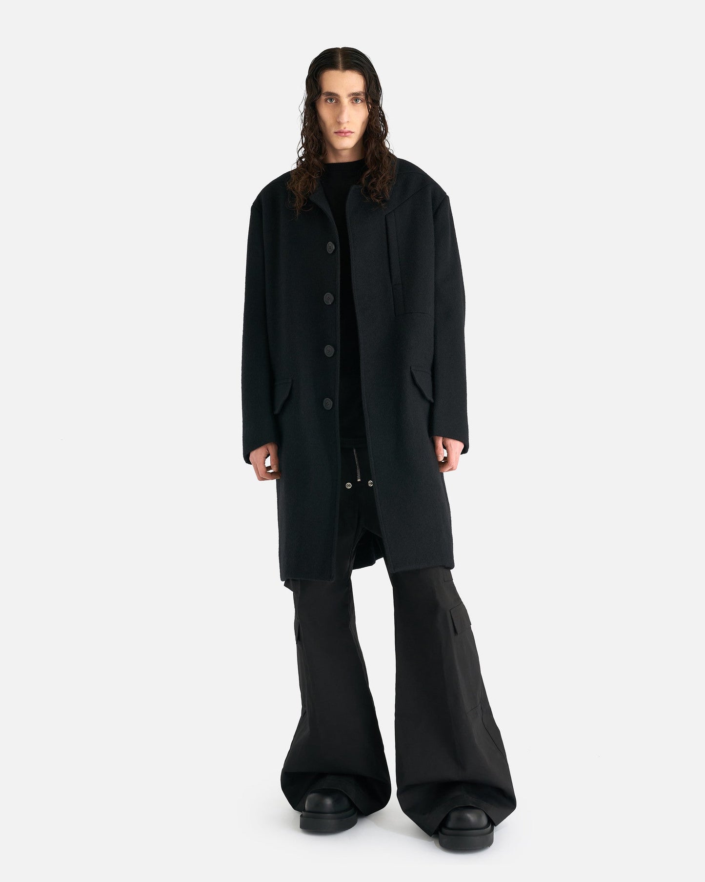 Rick Owens Men's Coat Jumbo Mac Coat in Black