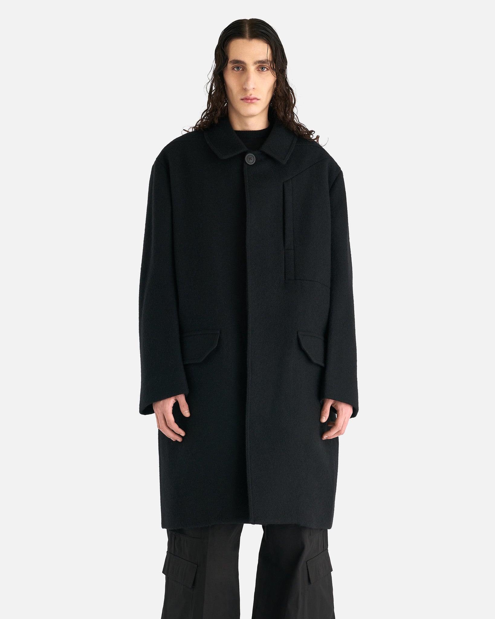 Rick Owens Men's Coat Jumbo Mac Coat in Black
