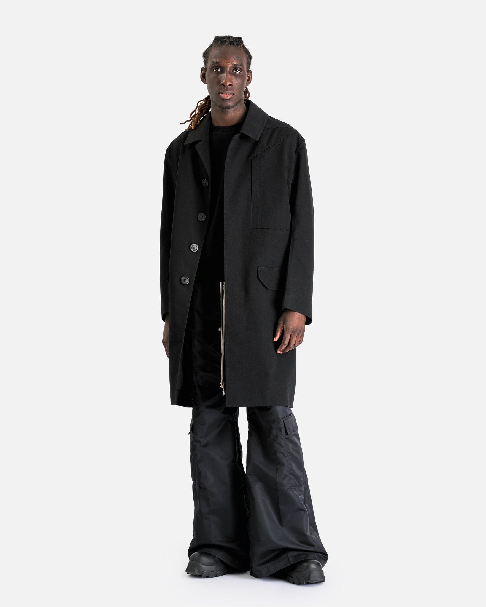 Rick Owens Men's Coat Jumbo Mac Coat in Black